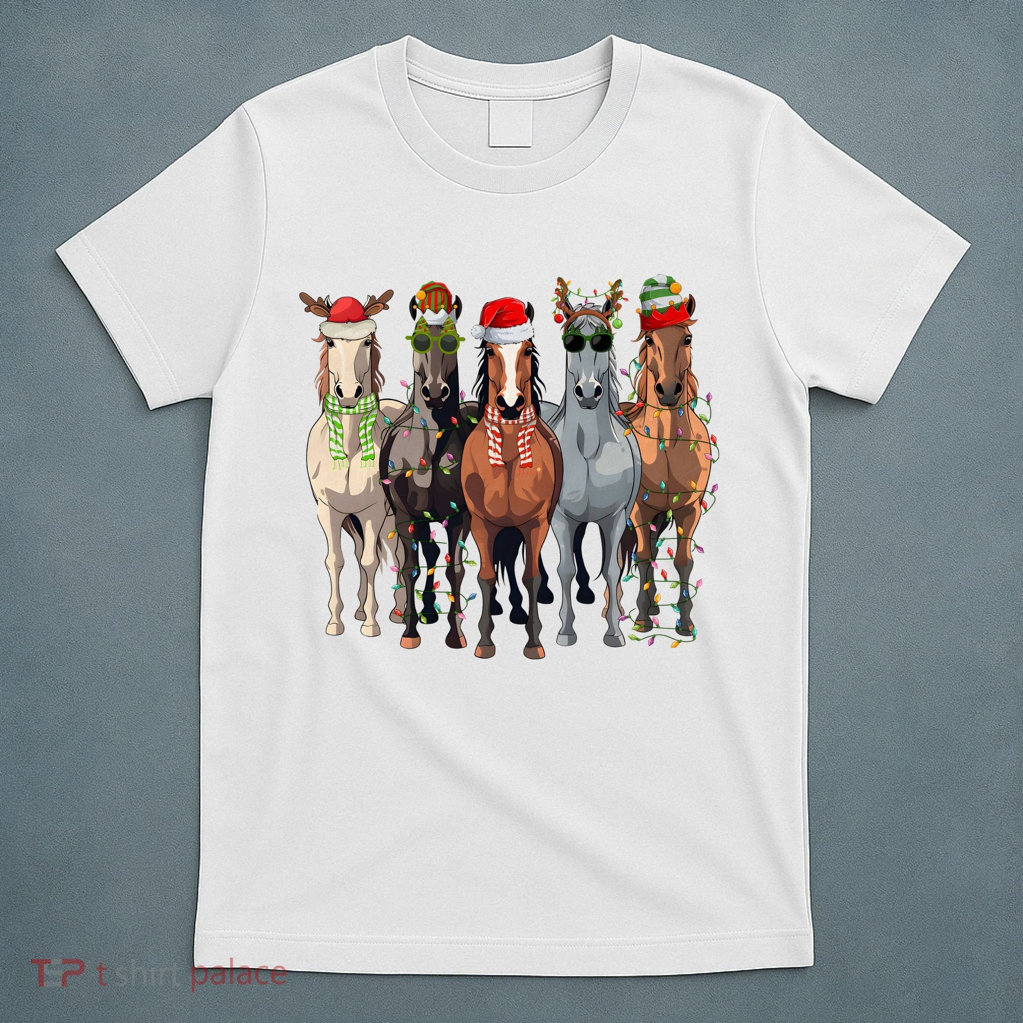 Horse Christmas Lights Holiday Season Xmas T-Shirt