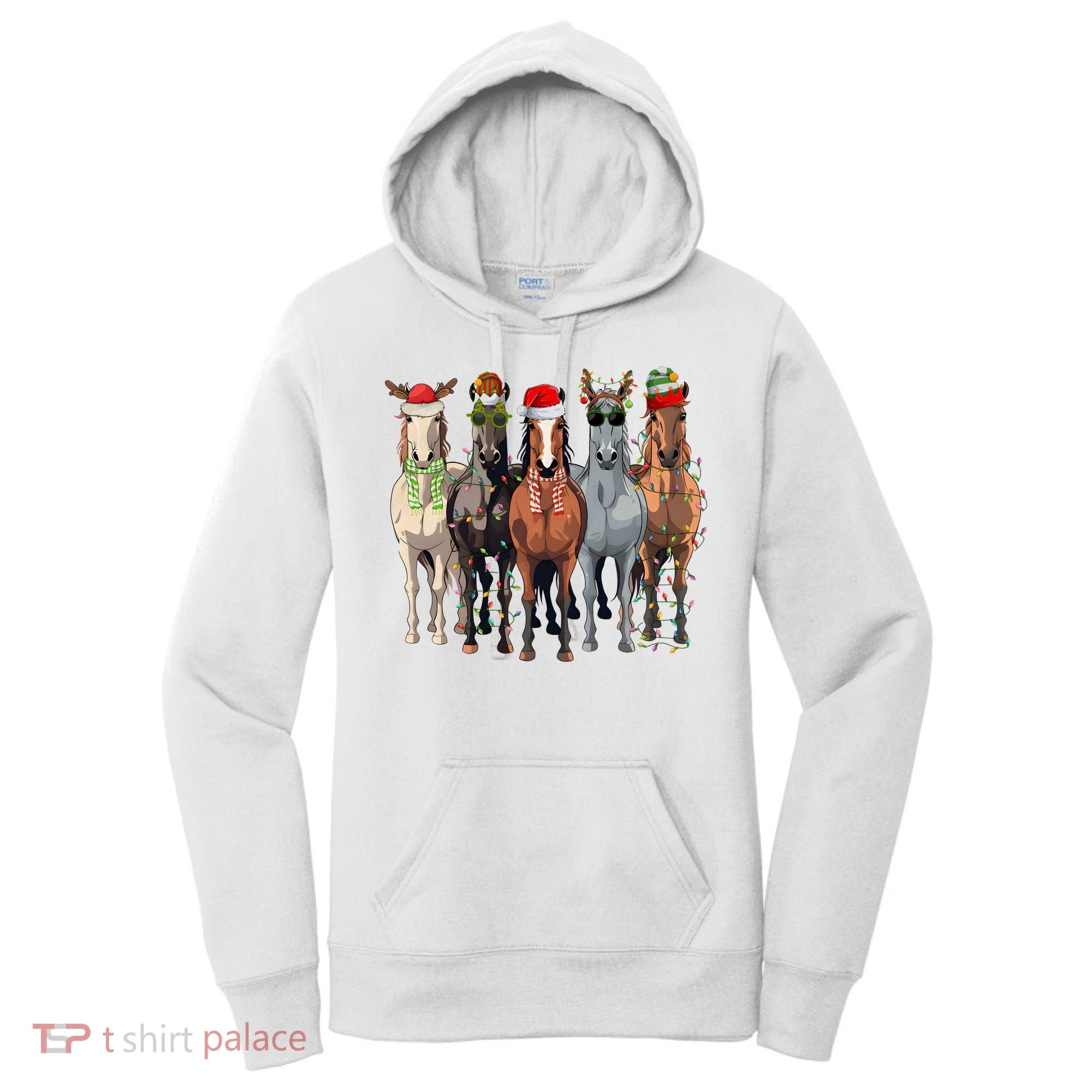 Horse Christmas Lights Holiday Season Xmas Women's Hoodie