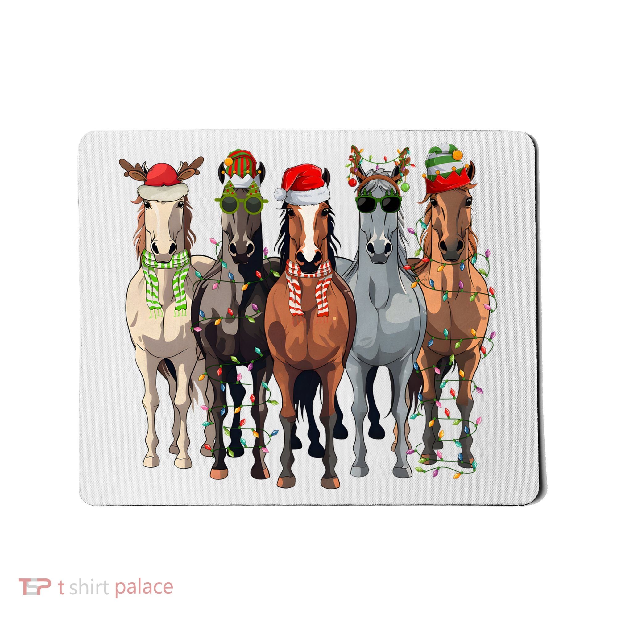 Horse Christmas Lights Holiday Season Xmas Mousepad