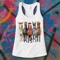 Horse Christmas Lights Holiday Season Xmas Women's Tank Top thumb 3