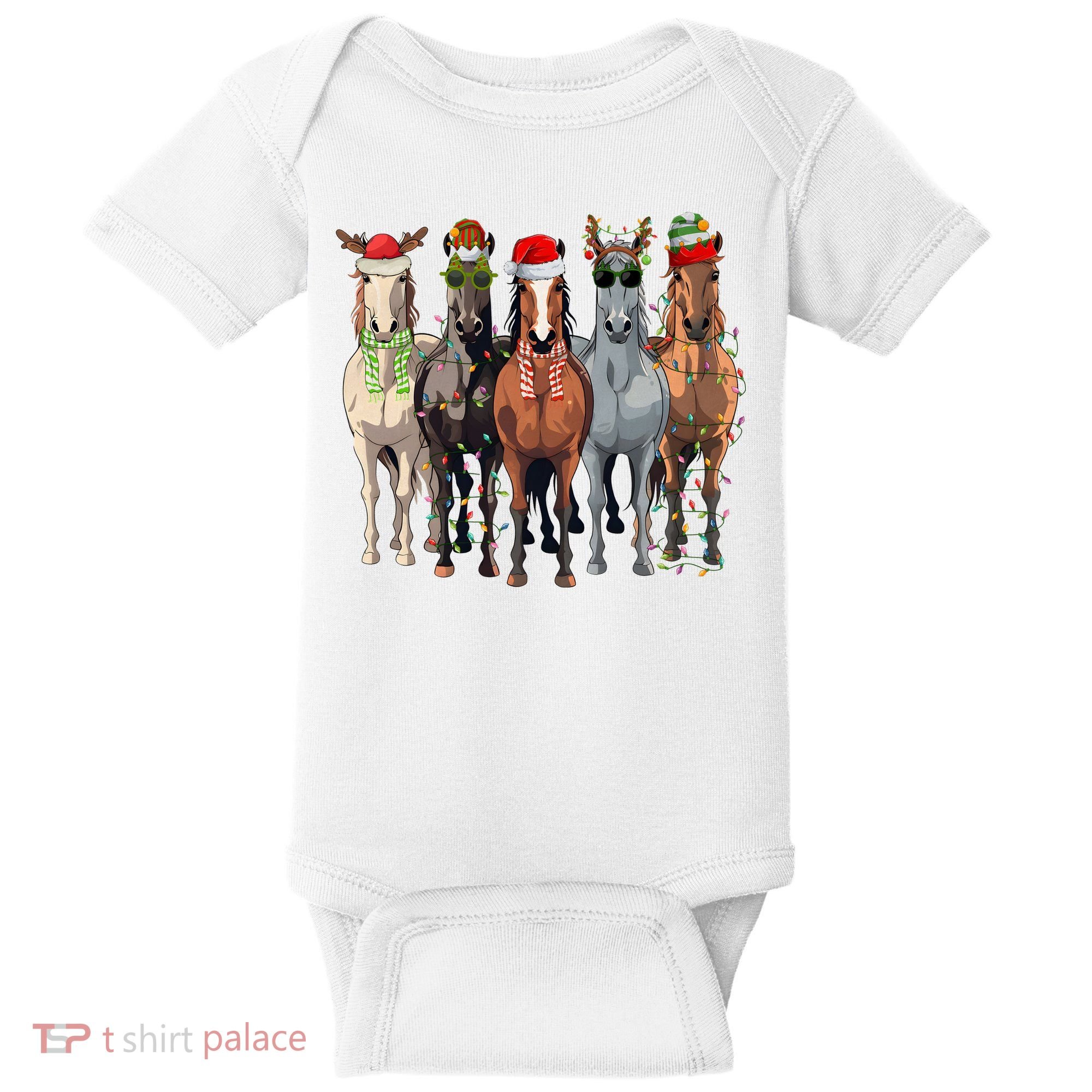 Horse Christmas Lights Holiday Season Xmas Baby Bodysuit