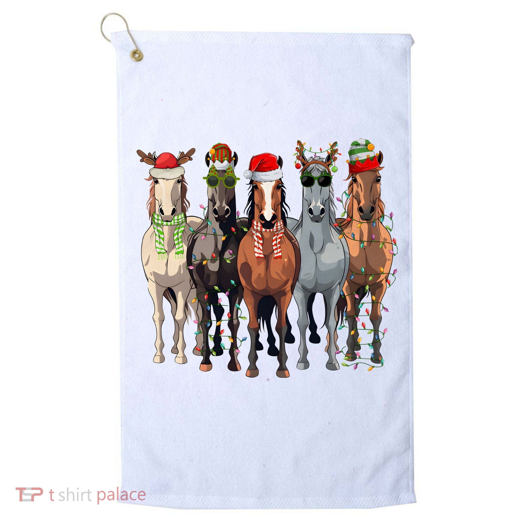Horse Christmas Lights Holiday Season Xmas Golf Towel