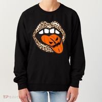 Halloween Cheetah Lips Pumpkin Women's Sweatshirt thumb 0