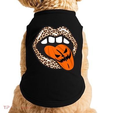 Halloween Cheetah Lips Pumpkin Doggie Tank
