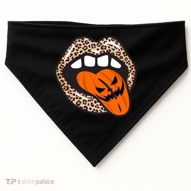 Halloween Cheetah Lips Pumpkin USA-Made Doggie Bandana