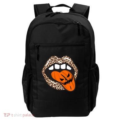 Halloween Cheetah Lips Pumpkin Backpack