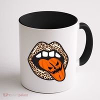 Halloween Cheetah Lips Pumpkin Coffee Mug thumb 1