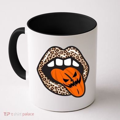 Halloween Cheetah Lips Pumpkin Coffee Mug