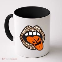 Halloween Cheetah Lips Pumpkin Coffee Mug thumb 0