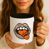 Halloween Cheetah Lips Pumpkin Coffee Mug thumb 3