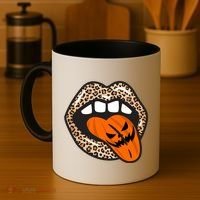 Halloween Cheetah Lips Pumpkin Coffee Mug thumb 4
