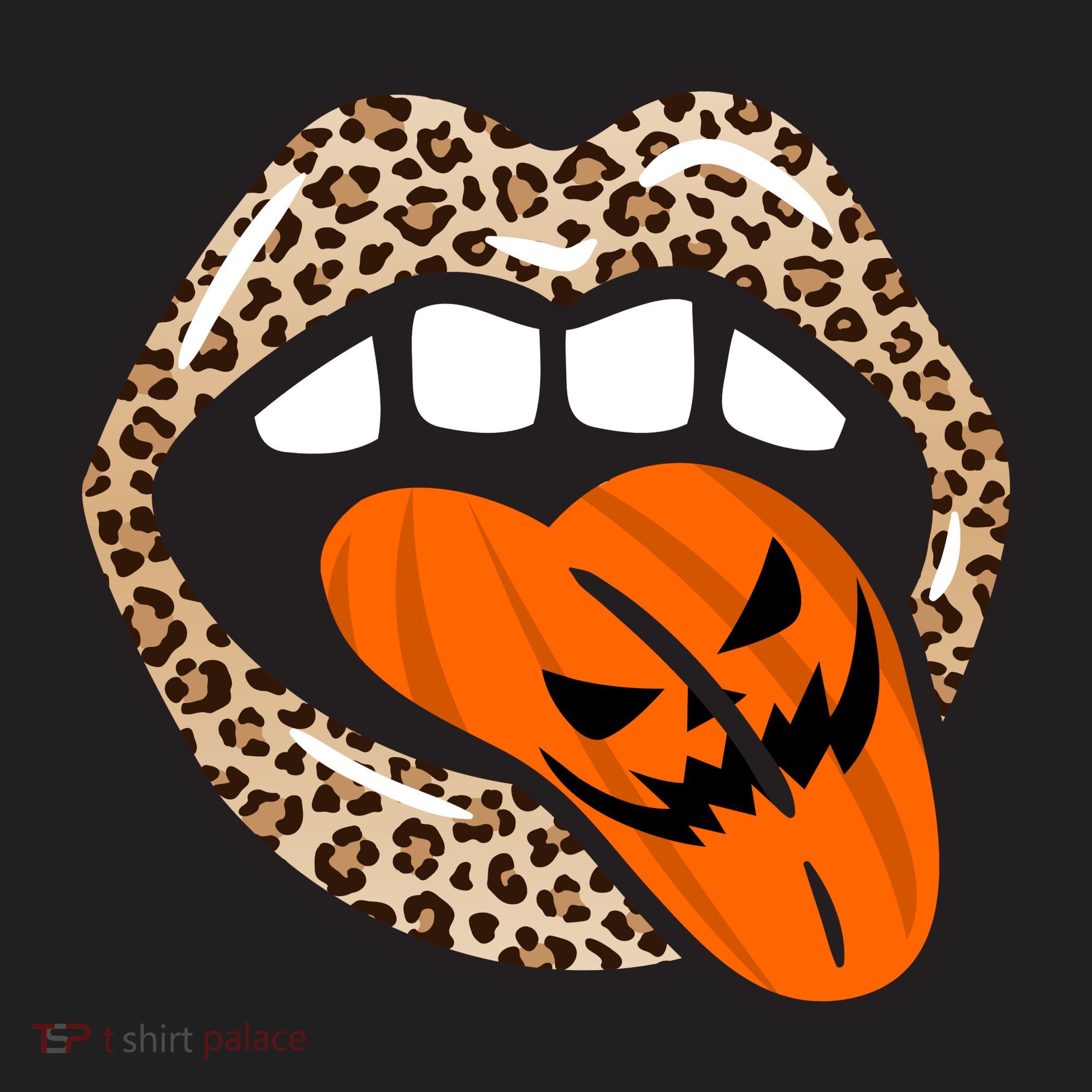 Halloween Cheetah Lips Pumpkin Beanie