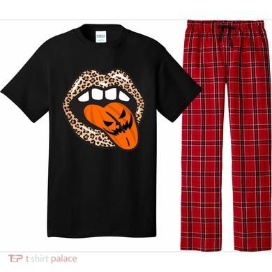 Halloween Cheetah Lips Pumpkin Pajama Set