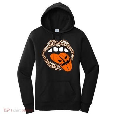 Halloween Cheetah Lips Pumpkin Women's Hoodie