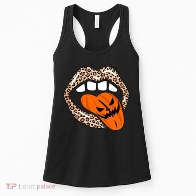 Halloween Cheetah Lips Pumpkin Women's Tank Top