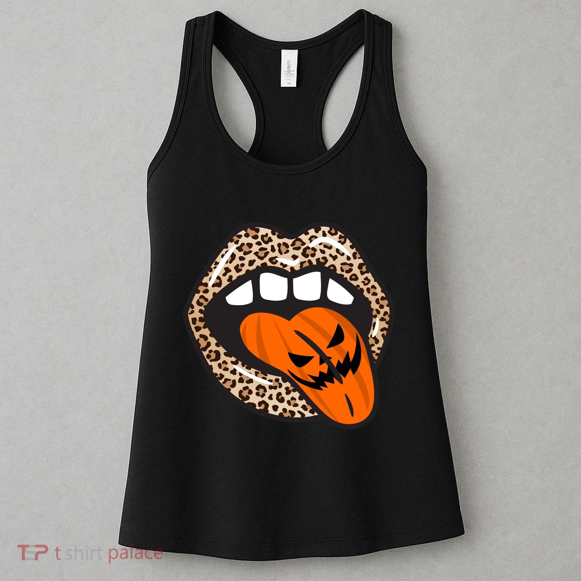 Halloween Cheetah Lips Pumpkin Women's Tank Top