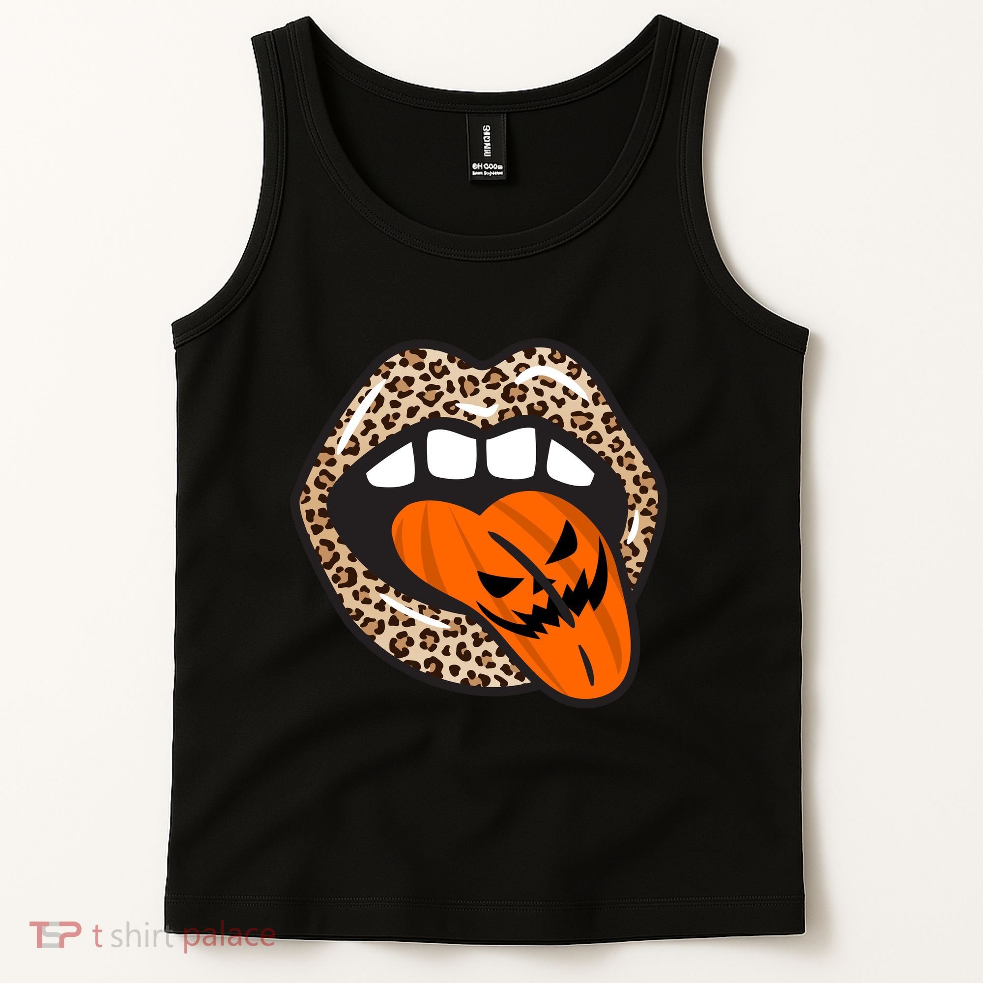 Halloween Cheetah Lips Pumpkin Tank Top