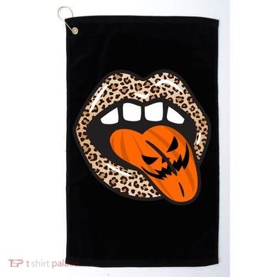 Halloween Cheetah Lips Pumpkin Golf Towel