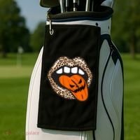 Halloween Cheetah Lips Pumpkin Golf Towel thumb 2