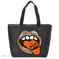 Halloween Cheetah Lips Pumpkin Tote Bag thumb 0