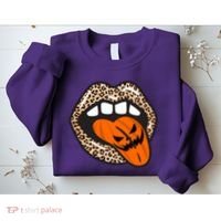 Halloween Cheetah Lips Pumpkin Sweatshirt thumb 2