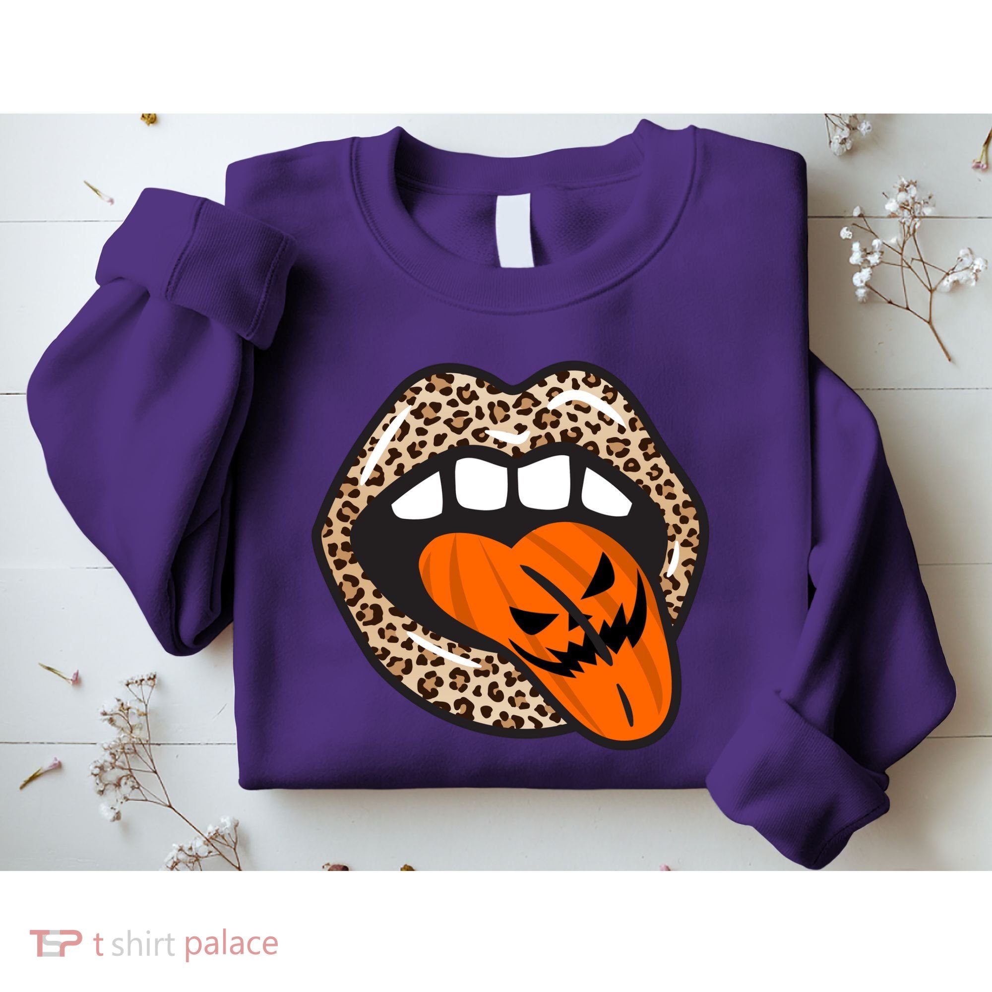 Halloween Cheetah Lips Pumpkin Sweatshirt