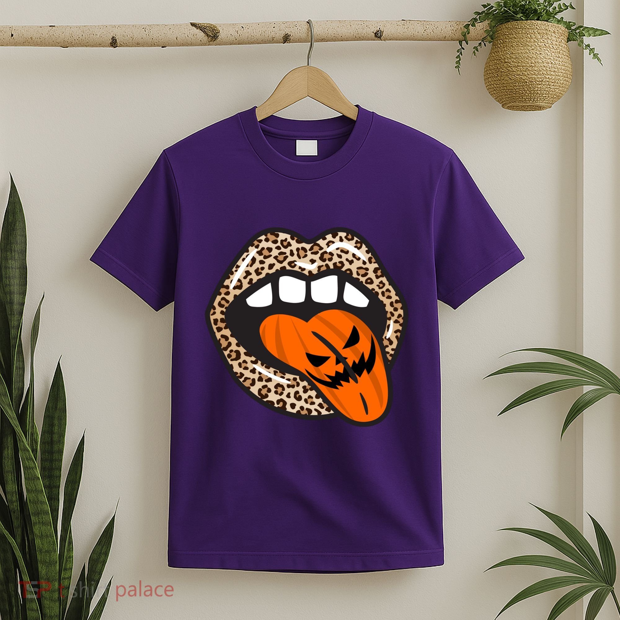 Halloween Cheetah Lips Pumpkin T-Shirt