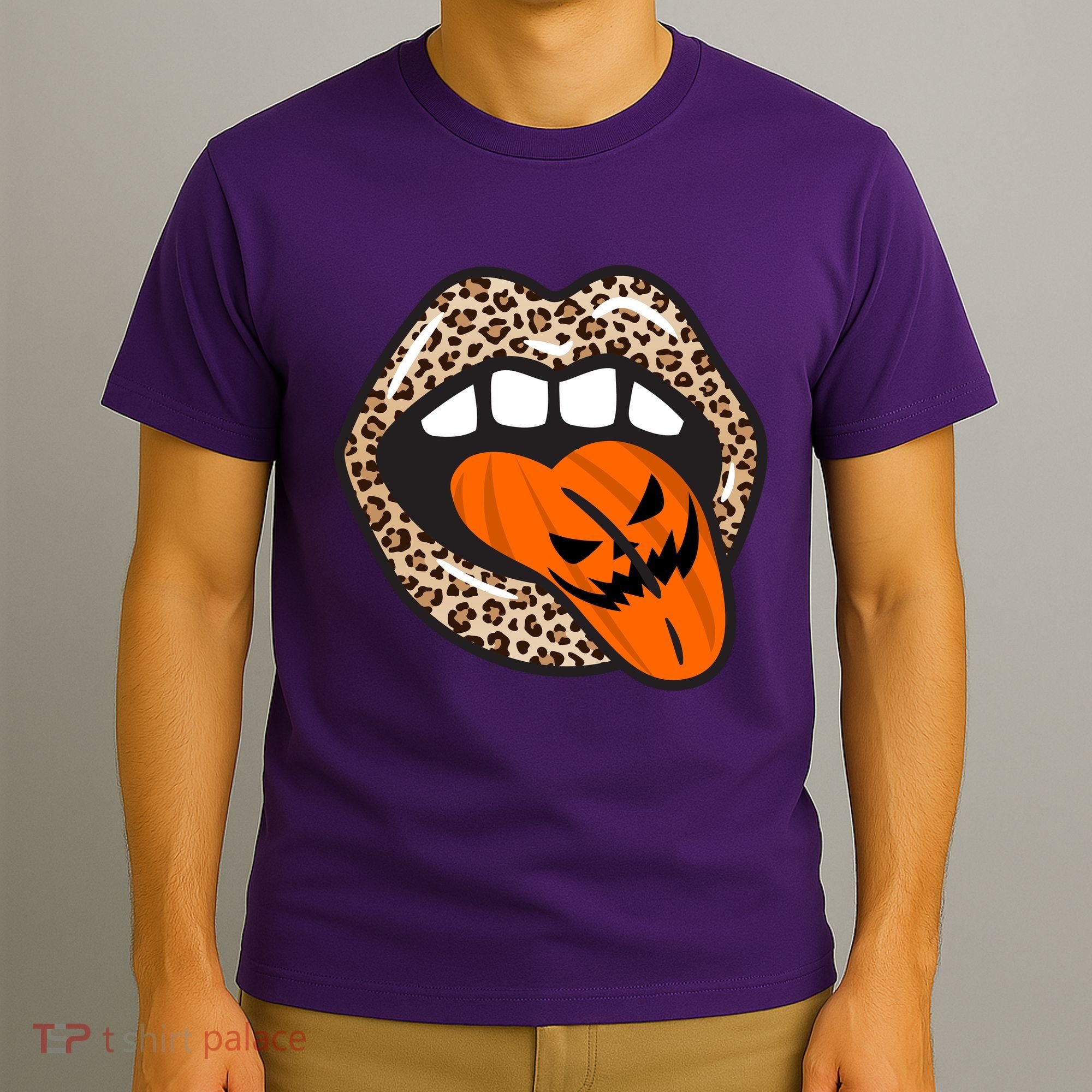 Halloween Cheetah Lips Pumpkin T-Shirt