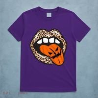 Halloween Cheetah Lips Pumpkin T-Shirt thumb 5