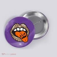Halloween Cheetah Lips Pumpkin Button thumb 0