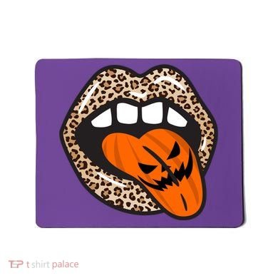 Halloween Cheetah Lips Pumpkin Mousepad