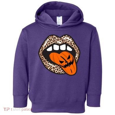 Halloween Cheetah Lips Pumpkin Toddler Hoodie