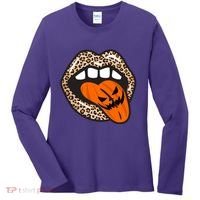 Halloween Cheetah Lips Pumpkin Women's Long Sleeve Shirt thumb 0