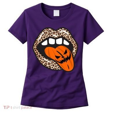 Halloween Cheetah Lips Pumpkin Women's T-Shirt