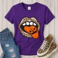 Halloween Cheetah Lips Pumpkin Women's T-Shirt thumb 3