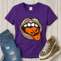 Halloween Cheetah Lips Pumpkin Women's T-Shirt thumb 3