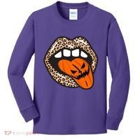 Halloween Cheetah Lips Pumpkin Kids Long Sleeve Shirt thumb 0