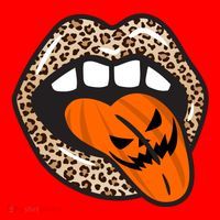 Halloween Cheetah Lips Pumpkin Santa Hat thumb 1