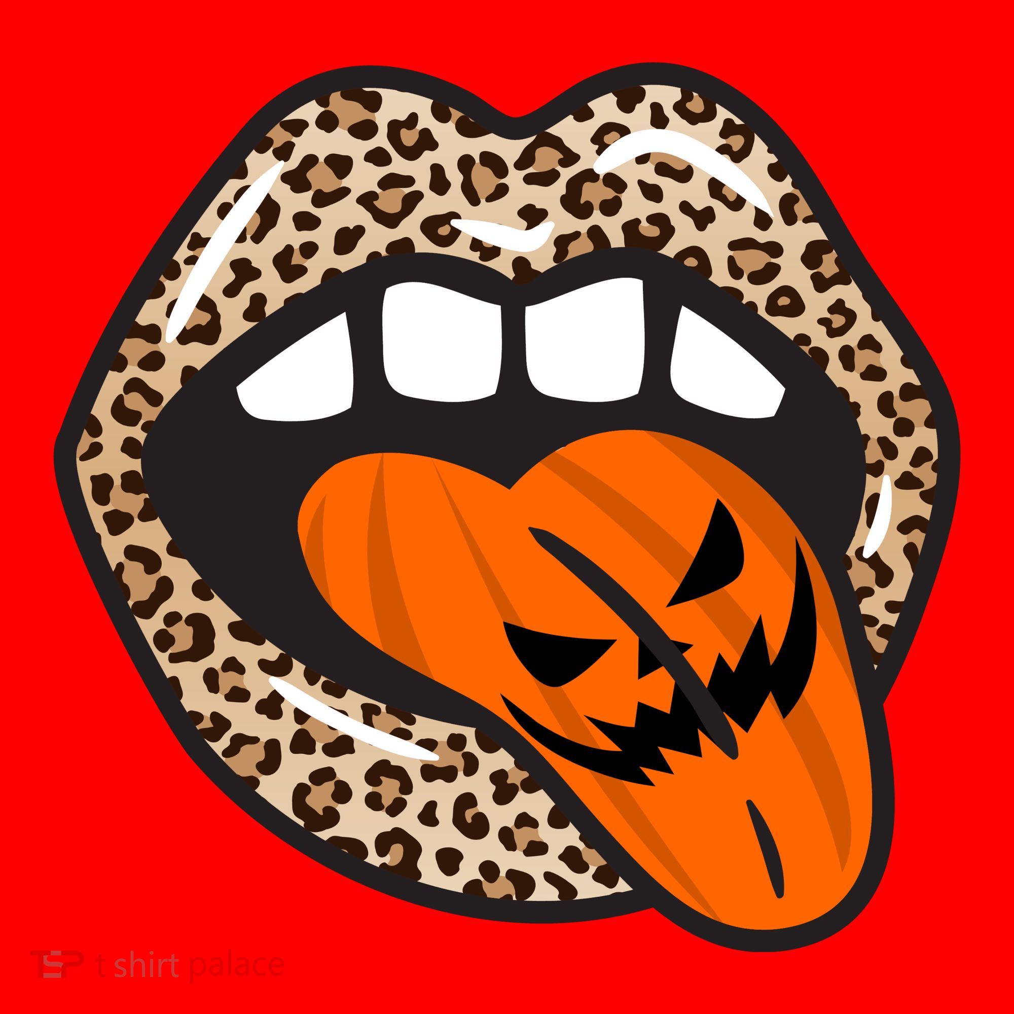 Halloween Cheetah Lips Pumpkin Santa Hat