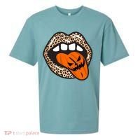 Halloween Cheetah Lips Pumpkin Sueded Cloud Jersey T-Shirt thumb 0