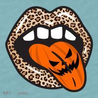Halloween Cheetah Lips Pumpkin Sueded Cloud Jersey T-Shirt thumb 2