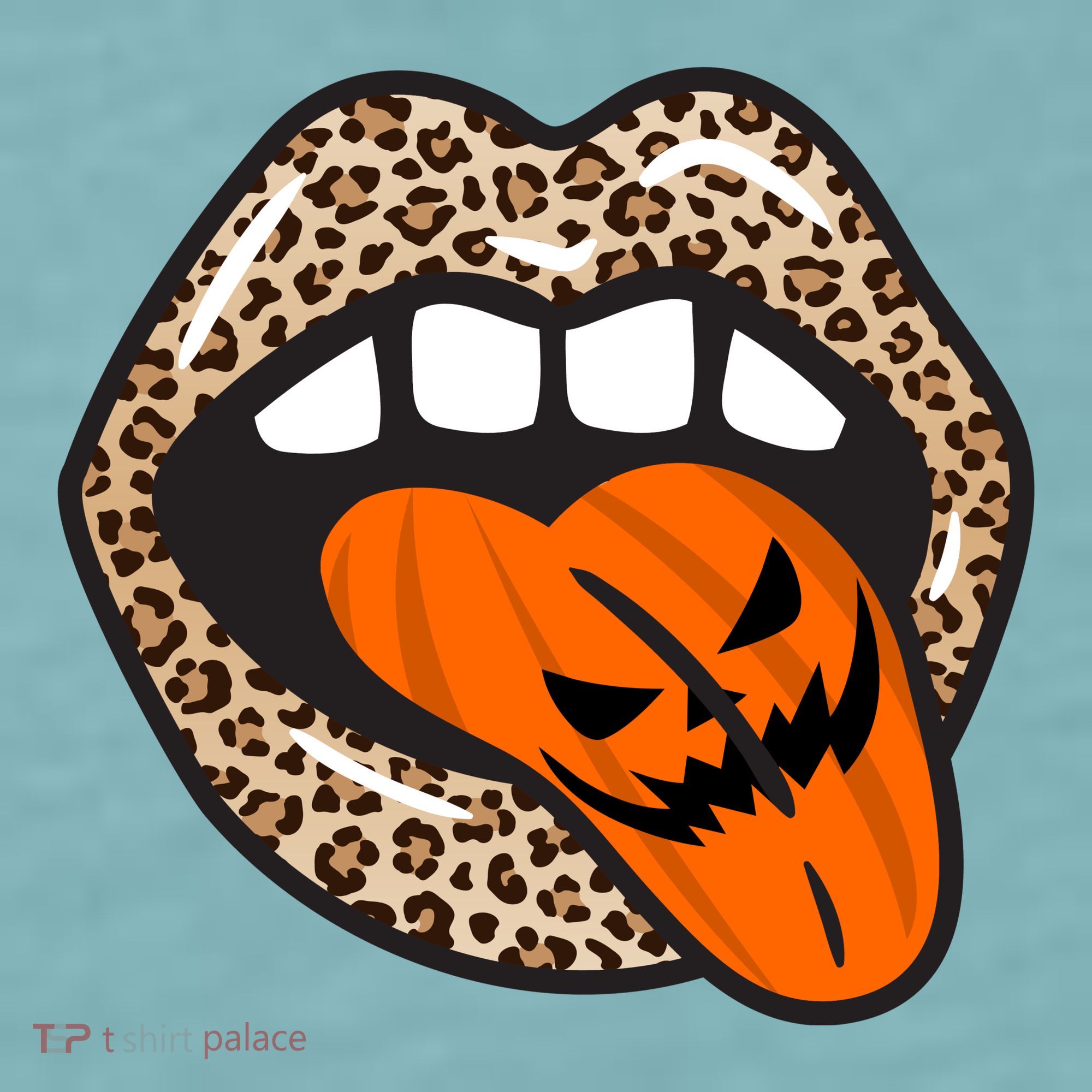 Halloween Cheetah Lips Pumpkin Sueded Cloud Jersey T-Shirt