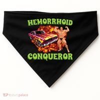 Hemorrhoid Conqueror Meme Weird Offensive Cringe Joke USA-Made Doggie Bandana thumb 0