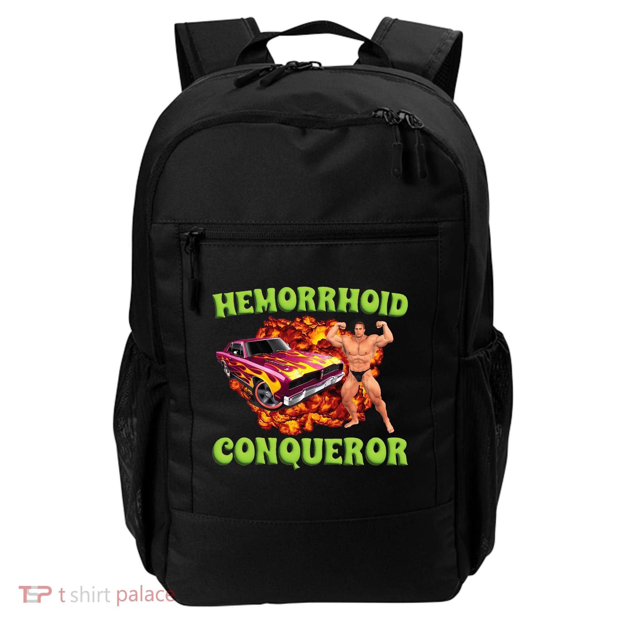Hemorrhoid Conqueror Meme Weird Offensive Cringe Joke Backpack
