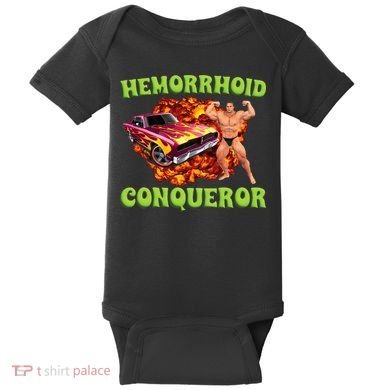 Hemorrhoid Conqueror Meme Weird Offensive Cringe Joke Baby Bodysuit
