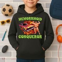 Hemorrhoid Conqueror Meme Weird Offensive Cringe Joke Kids Hoodie thumb 2