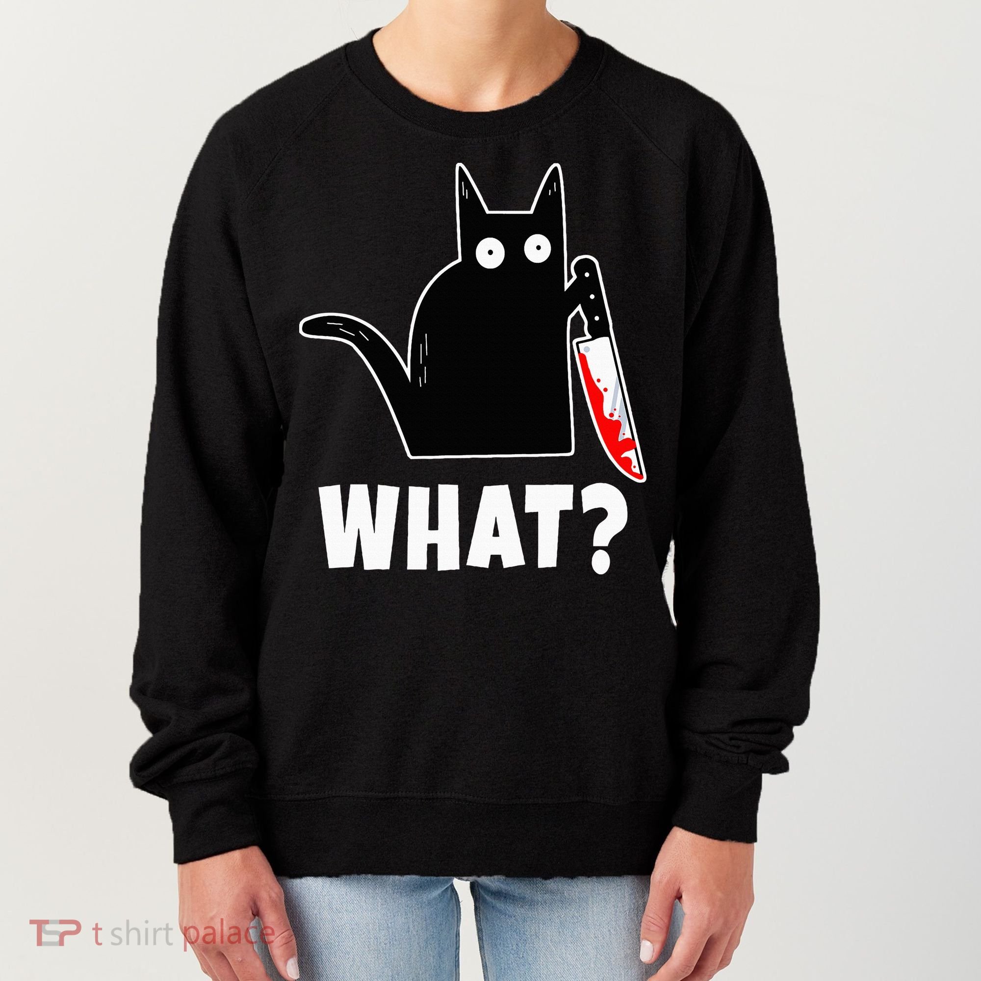 Halloween Costume Murderous Cat Bloody Knife Women's Sweatshirt
