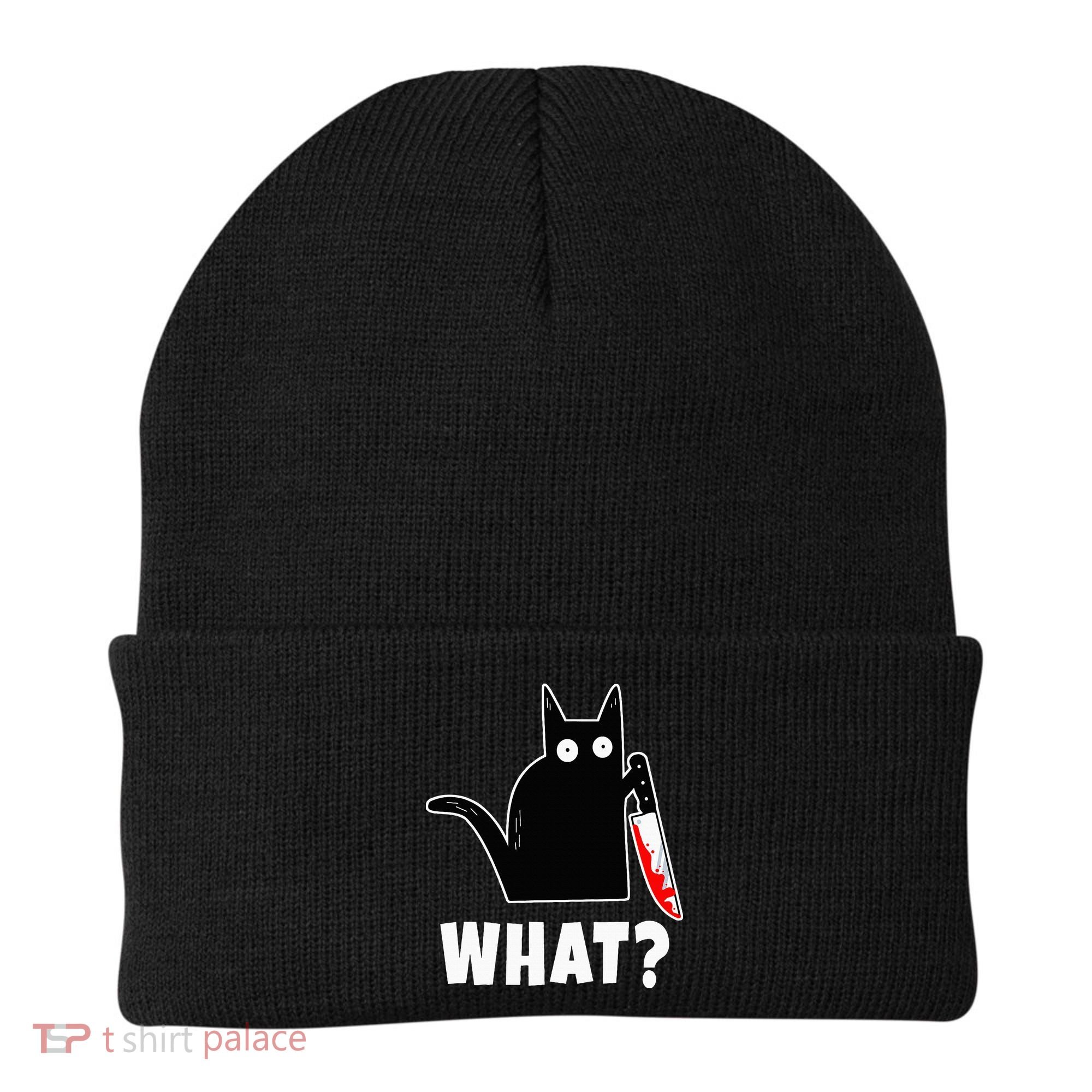 Halloween Costume Murderous Cat Bloody Knife Beanie