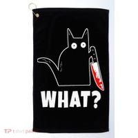 Halloween Costume Murderous Cat Bloody Knife Golf Towel thumb 0