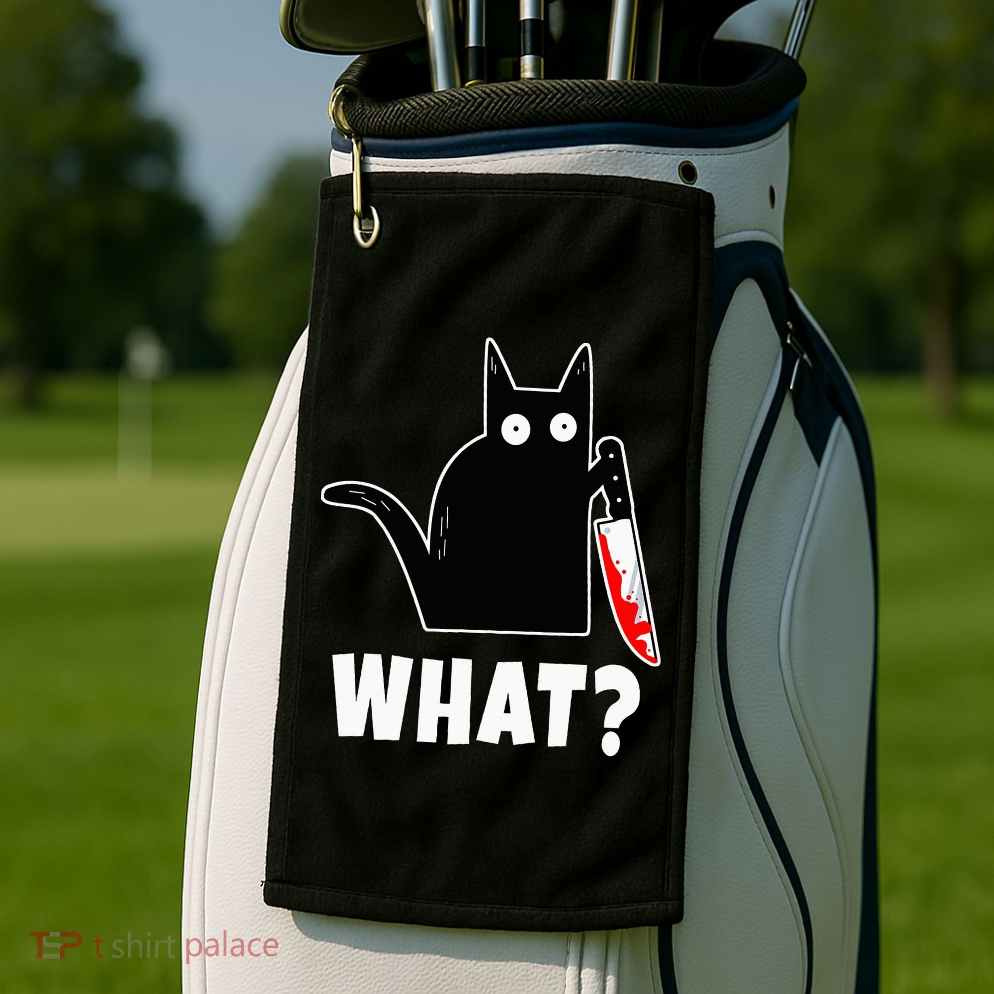 Halloween Costume Murderous Cat Bloody Knife Golf Towel